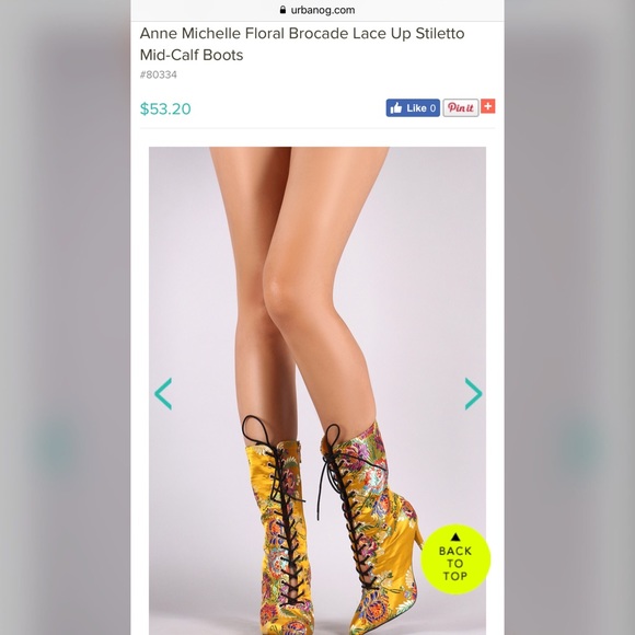 Floral Brocade Mid Calf Satin Boots - Picture 2 of 3